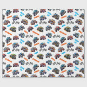 Monster Truck Boom Crunch Crash Verjaardag Cadeaupapier (Vlak)