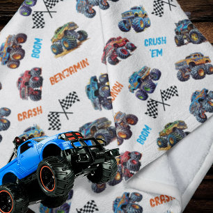 Monster Truck Boom Crunch Crush Crush Naam van de  Fleece Deken