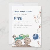 Monster Truck & Bowling Birthday Party  Kaart (Voorkant)