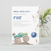 Monster Truck & Bowling Birthday Party  Kaart (Staand voorkant)