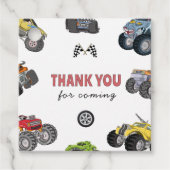 Monster truck, boy any age birthday bedankjes labels (Voorkant)