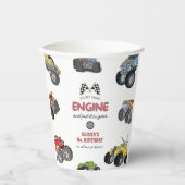 Monster truck, boy any age birthday papieren bekers (Voorkant)