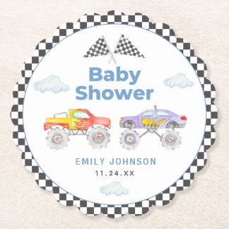Monster Truck Boy Baby shower Kartonnen Onderzetters