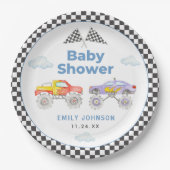 Monster Truck Boy Baby shower Papieren Bordje (Voorkant)