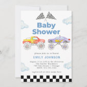 Monster Truck Boy Baby shower Uitnodiging (Voorkant)