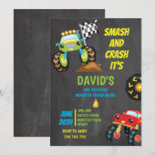 Monster Truck Boy Birthday Party Smash Crash Kaart (Voorkant / Achterkant)