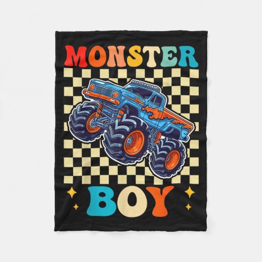 Monster Truck Boy Family Matching Monster Trucks B Fleece Deken (Voorkant)