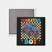 Monster Truck Boy Family Matching Monster Trucks B Magneet (Voorkant / Achterkant)