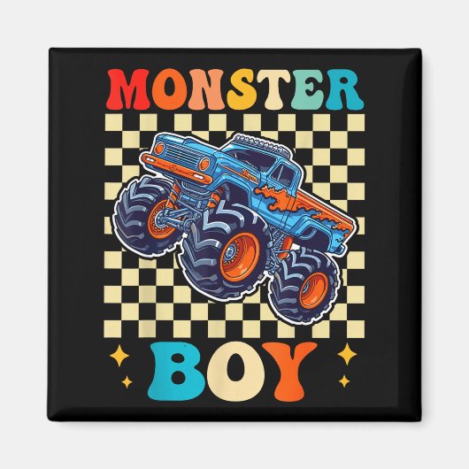 Monster Truck Boy Family Matching Monster Trucks B Magneet (Voorkant)