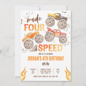 Monster Truck Boy maakte vier speed 4e verjaardag Kaart (Voorkant)