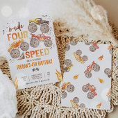 Monster Truck Boy maakte vier speed 4e verjaardag Kaart