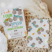 Monster Truck Boy maakte vier speed 4e verjaardag Kaart