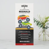 Monster Truck Boy Racing Birthday Jam Ticket Kaart (Staand voorkant)