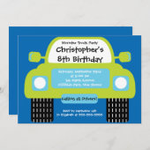 Monster Truck Boys Birthday Party Kaart (Voorkant / Achterkant)