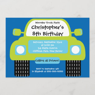 Monster Truck Boys Birthday Party Kaart