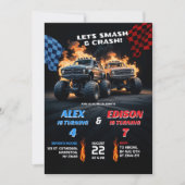 Monster Truck Boys gezamenlijke verjaardag Kaart (Voorkant)