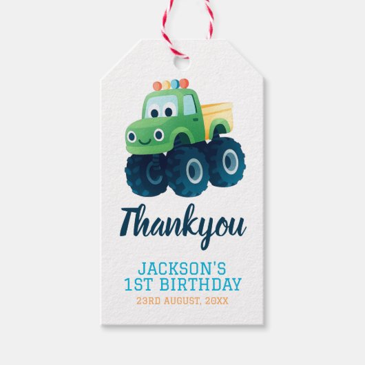 Monster Truck Boys Leuke Verjaardag Cadeaulabel (Voorkant)