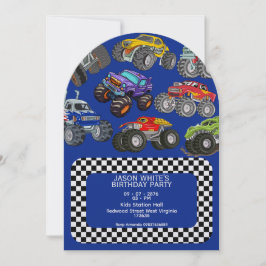 Monster Truck Boys Verjaardagsuitnodiging  Kaart
