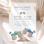 Monster Truck Broers en Zussen Gezamenlijk Verjaar Kaart<br><div class="desc">Blue & Green Waterverf Monster Truck Broers en Zussen Gezamenlijke verjaardagsfeestuitnodiging</div>