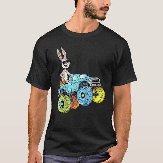 Monster Truck Bunny Eggs Easter Day Egg Hunt T-shirt (Voorkant)