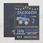 Monster Truck Chalkboard Verjaardag Uitnodiging (Voorkant / Achterkant)