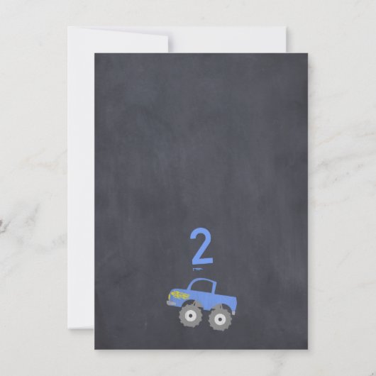 Monster Truck Chalkboard Verjaardag Uitnodiging (Achterkant)