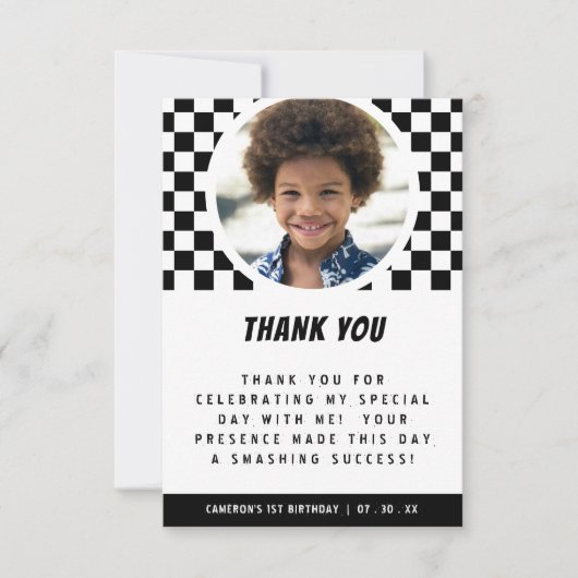 Monster Truck Checkered Foto Bedankkaart (Voorkant)