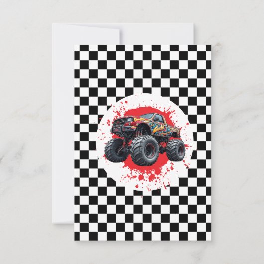 Monster Truck Checkered Foto Bedankkaart (Achterkant)