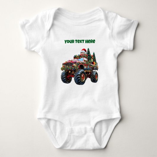 Monster Truck Christmas – Bewerkbare Baby Bodysuit (Voorkant)