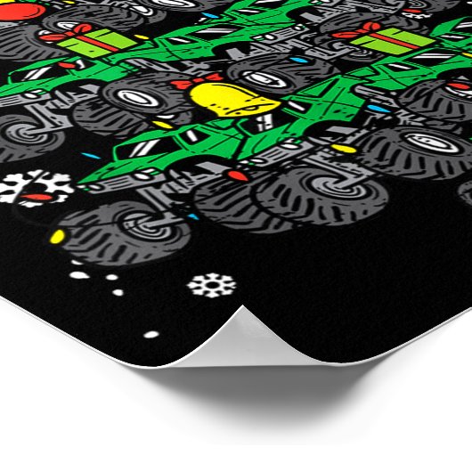 Monster Truck Christmas Tree Xmas Boys Toddler Kid Poster (Hoek)