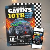 Monster Truck Cool Blue 10e verjaardag gepersonali Kaart