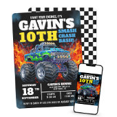 Monster Truck Cool Blue 10e verjaardag gepersonali Kaart