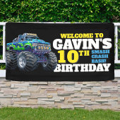 Monster Truck Cool Blue 10th Birthday Custom Vinyl Spandoek