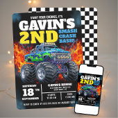 Monster Truck Cool Blue 2e verjaardag gepersonalis Kaart