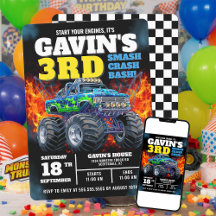 Monster Truck Cool Blue 3e verjaardag gepersonalis
