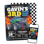 Monster Truck Cool Blue 3e verjaardag gepersonalis Kaart