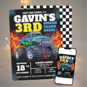 Monster Truck Cool Blue 3e verjaardag gepersonalis Kaart