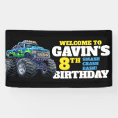 Monster Truck Cool Blue 8e Verjaardag Custom Vinyl Spandoek (Horizontaal)