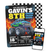 Monster Truck Cool Blue 8e verjaardag gepersonalis Kaart