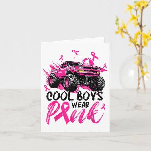 Monster Truck Cool Boys dragen Nk Borstkanker Awar Kaart (Gele Bloem)