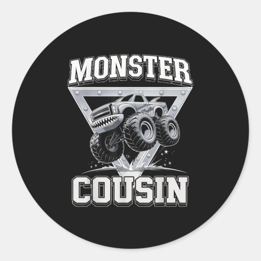 Monster Truck Cousin Fathers Day Monster Truck Are Ronde Sticker (Voorkant)
