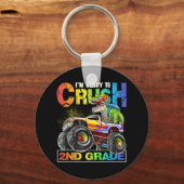 Monster Truck Crush 2nd Grade Dinosaur Boys Back Sleutelhanger (Voorkant)
