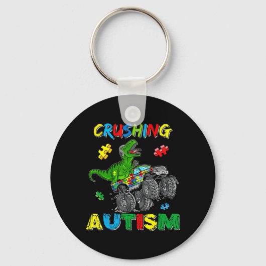 Monster Truck Crushing Austim Autism Awareness TR Sleutelhanger (Voorkant)