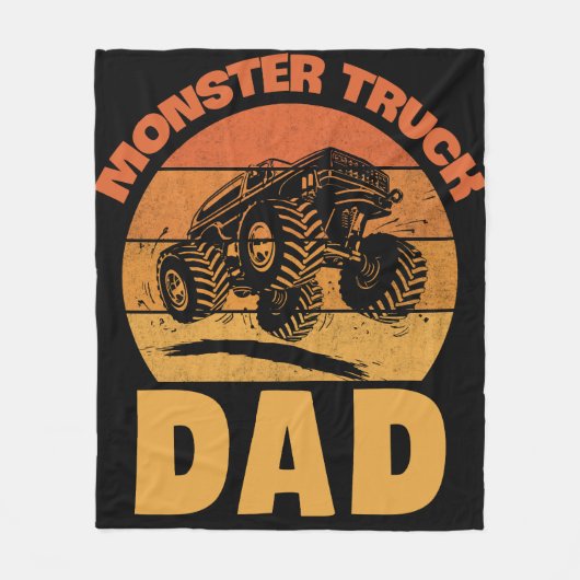 Monster Truck Dad Retro Monster Truck Fleece Deken (Voorkant)