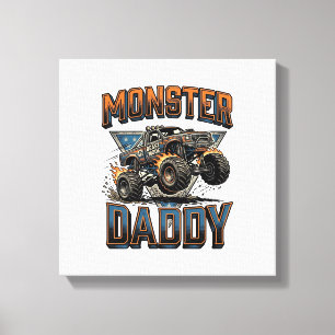 Monster Truck Daddy Vintage Gravure Shirt Ontwerp Canvas Afdruk