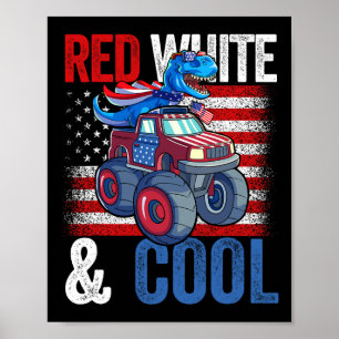 Monster Truck Dino 4 juli jongens Amerikaanse vlag Poster
