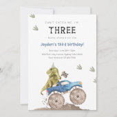 Monster Truck & Dinosaur 3rd Birthday Party Kaart (Voorkant)