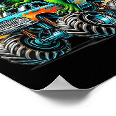 Monster Truck Dinosaur Birthday Party Monster Truc Poster (Hoek)