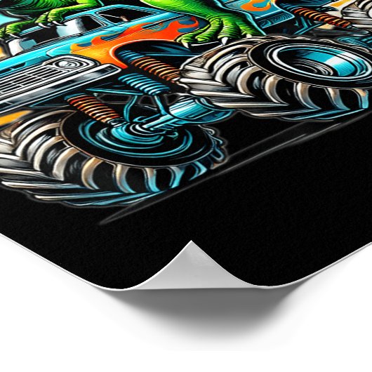 Monster Truck Dinosaur Birthday Party Monster Truc Poster (Hoek)