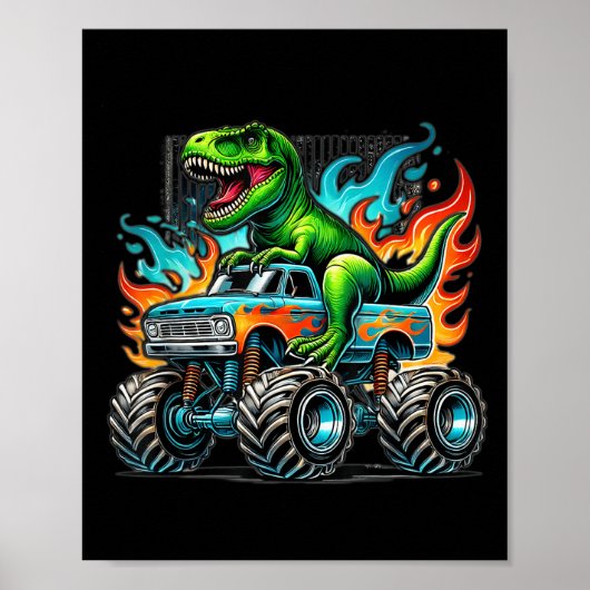 Monster Truck Dinosaur Birthday Party Monster Truc Poster (Voorkant)